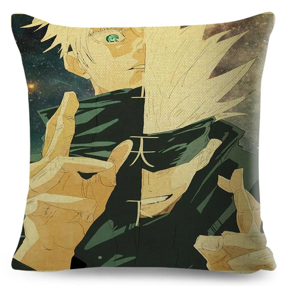 Jujutsu Kaisen Cushion Cover for Sofa Home Children Room Decor Cartoon Japanese Anime Print Pillowcase Polyester Pillow Case
