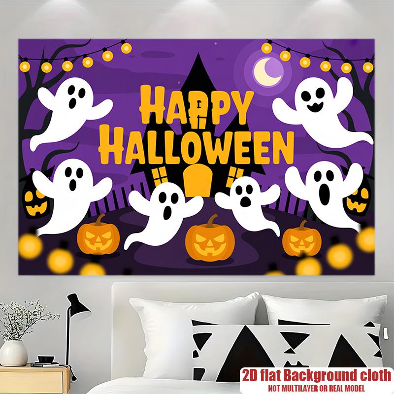 Party Backdrop Halloween Moon Flat Witch Pumpkin Event Photo Background Party Decor