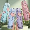 1PC Two Elephants Love Heart 750ml Color Plastic Sports Water Bottle Leakproof Flip Straw Lid Suitable for Sports Office Home Use