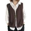 Women Knitting Vest V-Neck Sleeveless Single Breasted Warm Waistcoat Solid Color Loose Fit