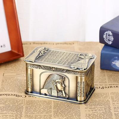 Vintage egito faraó metal alívio caixa de jóias egípcio presente armazenamento caso casa arte artesanato decoração organizador caixão peito