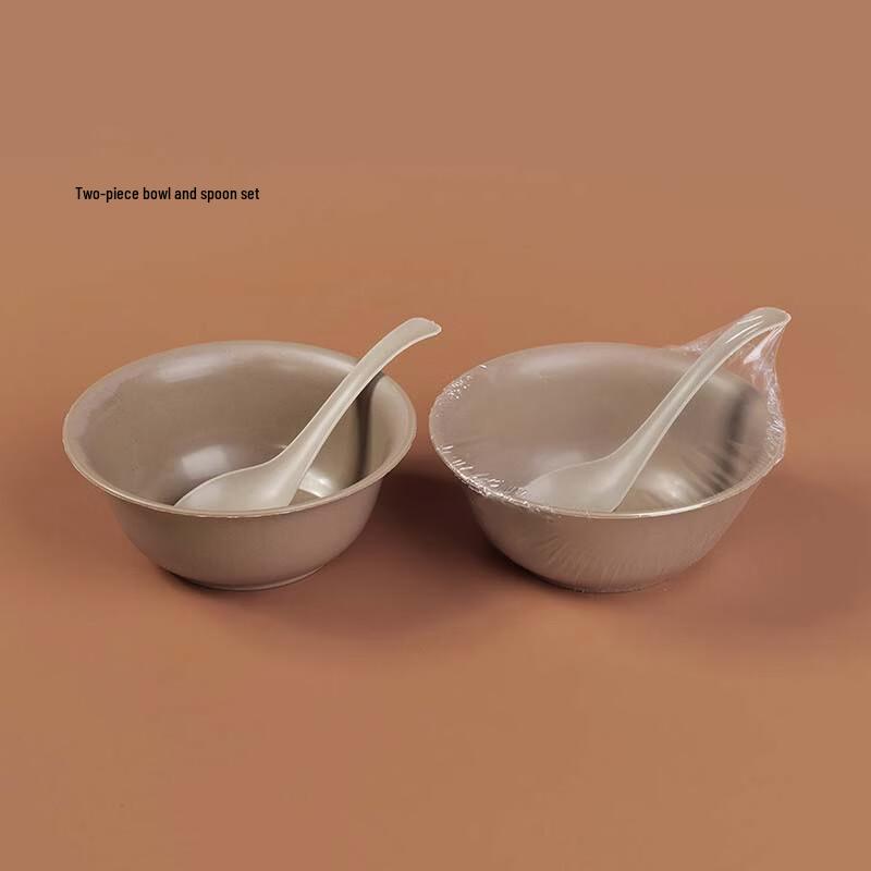 Yinmai Disposable Rice Husk Bowl & Spoon Set, 20-Pack