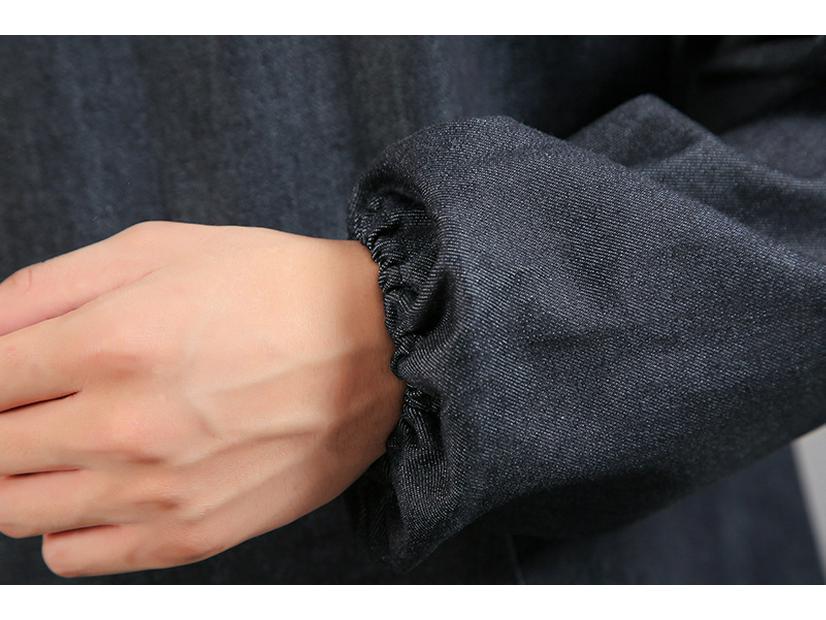 Unisex Reversible Long Denim Coat & Apron: Wear-Resistant, Long-Sleeved, Back Tie, Loose Fit