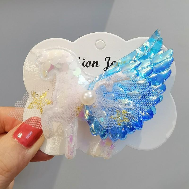 Clip para el pelo de unicornio con alas de ángel Accesorios para el pelo para niños Clip para el pelo de unicornio Clip lateral Clip para la parte posterior de la cabeza