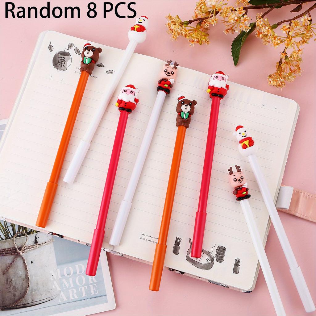 4/ 8Pcs Cute Brown Bear Toy Neutral Pen Black 0.5mm Write Smoothly for Student Class Reward Christmas Girl Toy Gift School Exam Prize Back To School