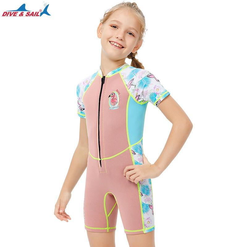Kids 2mm Neoprene Wetsuit Short Sleeve Shorts Set Snorkeling Swimming Surfing UV Protection