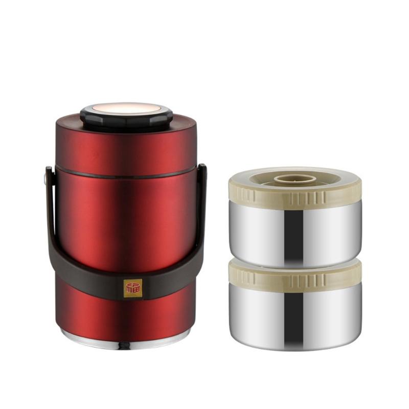 

Insulated Nonrust Steel Food Jar With 3 Layer Compartments Leak proof Portable Lunch Container Hot Cold Meals