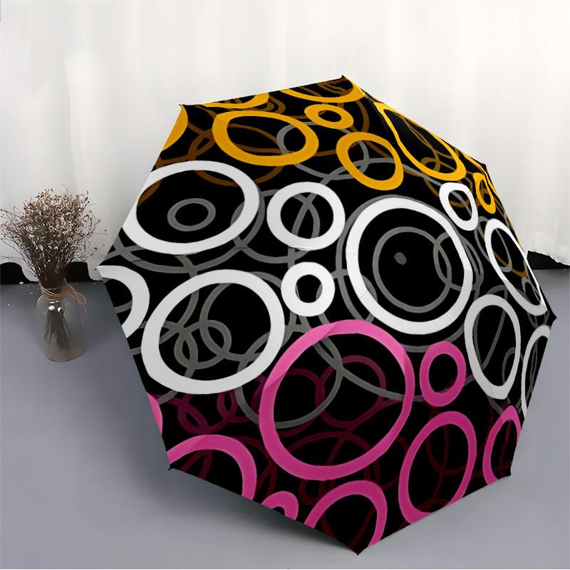 1pc Colorful Circles Automatic Opening/Closing Umbrella with Operation & Windproof Canopy yy260311008