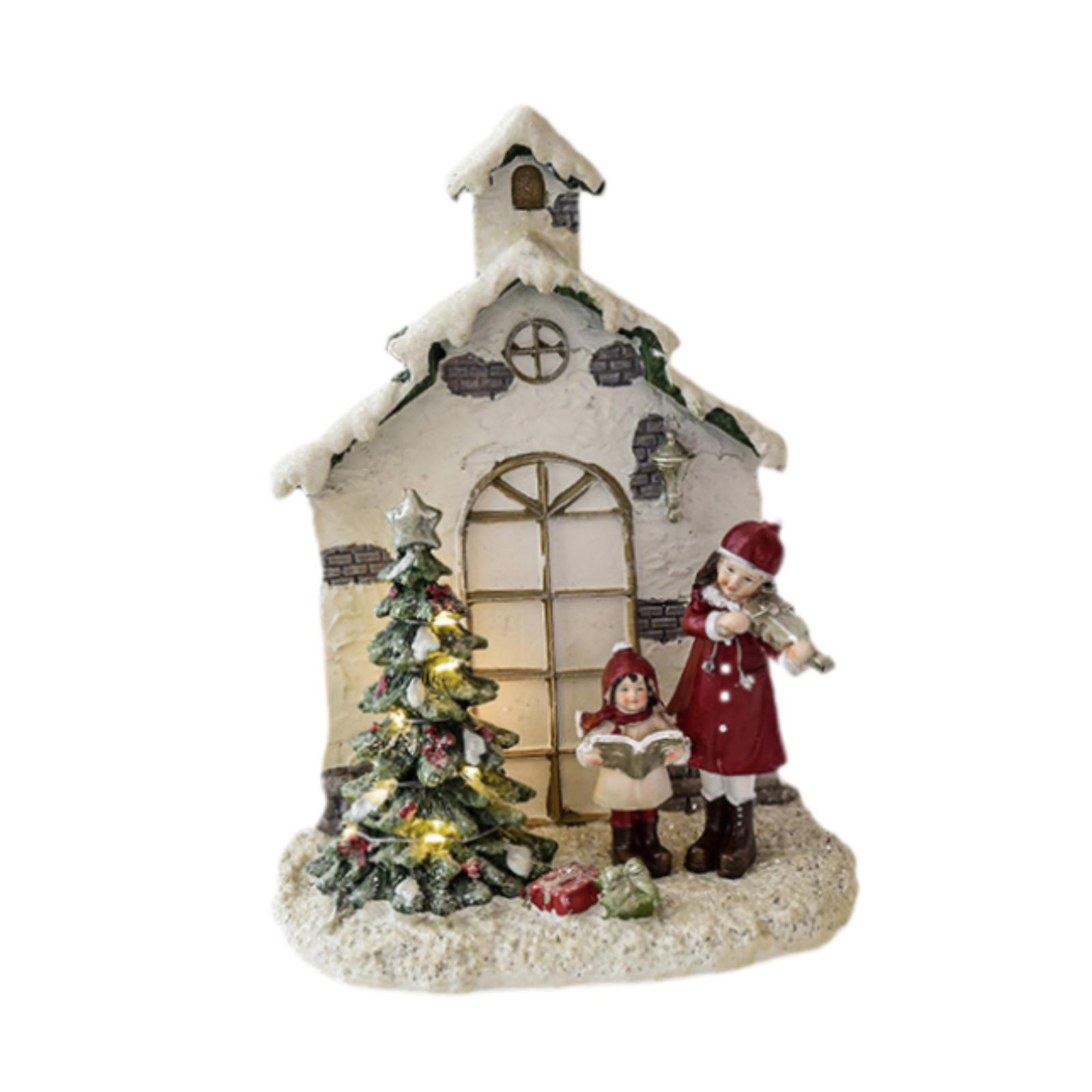 

Освещенная рождественская деревенская фигурка, настольное украшение для праздничного каминного стола