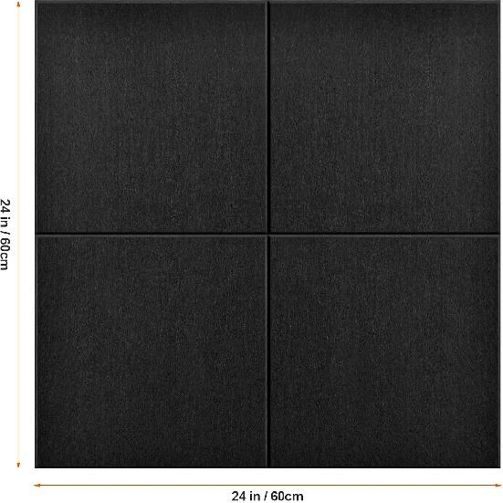 Large Cork Board Subsitute - 24"x24" Bulletin Board - 4 Pack Black Felt Board for Home&Office Wall Decor with Noise Reduction