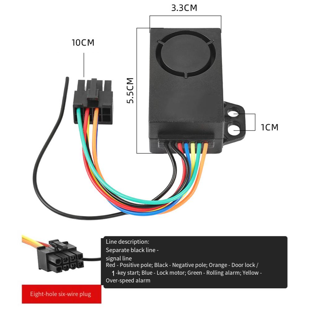 Ebike Dual Remote Control Electric Vehicle Alarm 6-pin Interface
