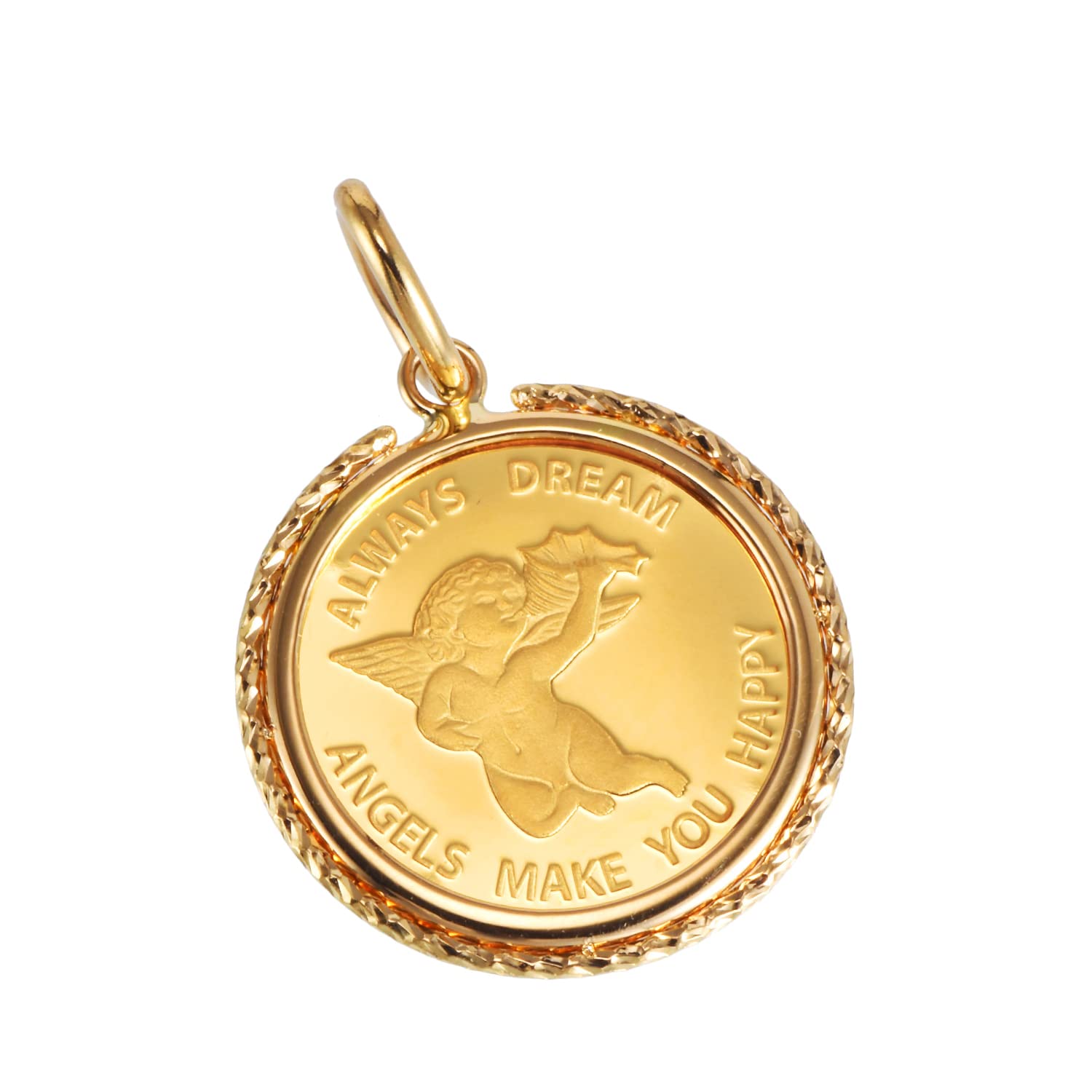 

K24 чиста золота монета, підвіска, туфля, ангел, гравірована рамка унісекс [Speranza] 1/25oz золотий