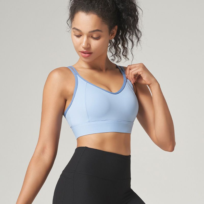 

Fashion Fixed Cup Medium High Intensity Sports Intimates Women s Bubble Wrap Workout Bra Running Outerwear Yoga Vest Summer Blue XL