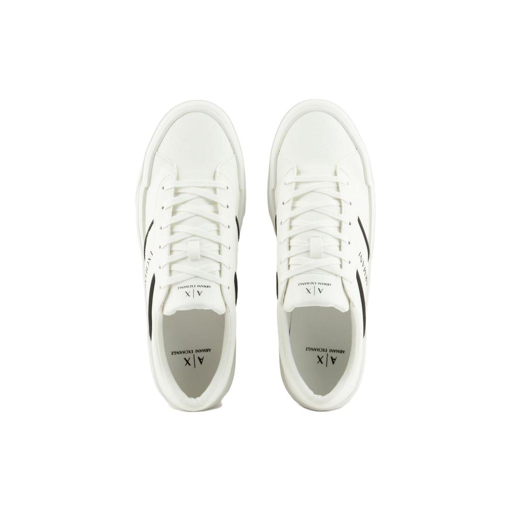 Armani Exchange Leather Round Toe Lace-Up Low-Top Sneakers Men sneakers White XUX165XV7581K488