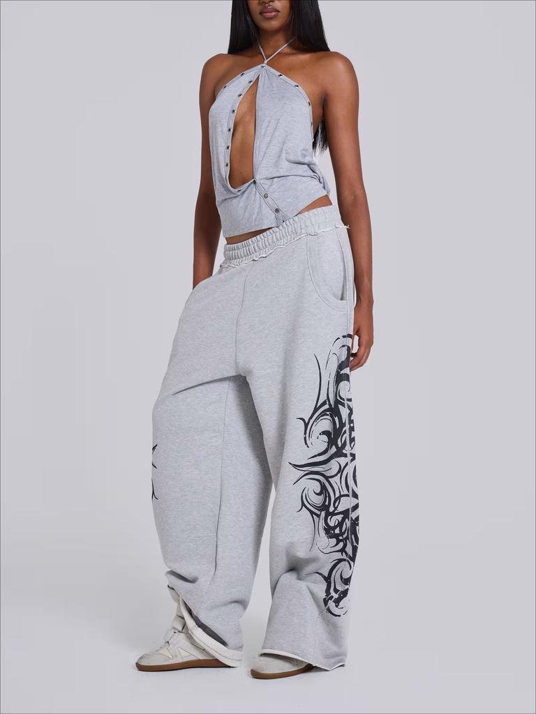 Unisex Vintage Y2K Oversized Wide Leg Joggers Women Sweatpants Streetwear Loose Casual Gym Yoga High Waist Pants