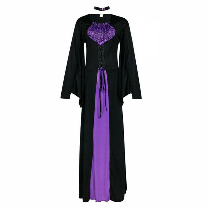 Adult Halloween Ladies Classic Purple Witch Fancy Dress Costume & Hat Accessory