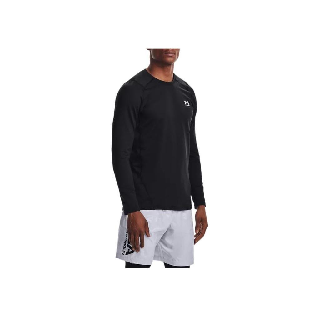 Under Armour Solid Color Round Neck Pullover with Logo Print T-Shirt Men Tops Black 1366068-001