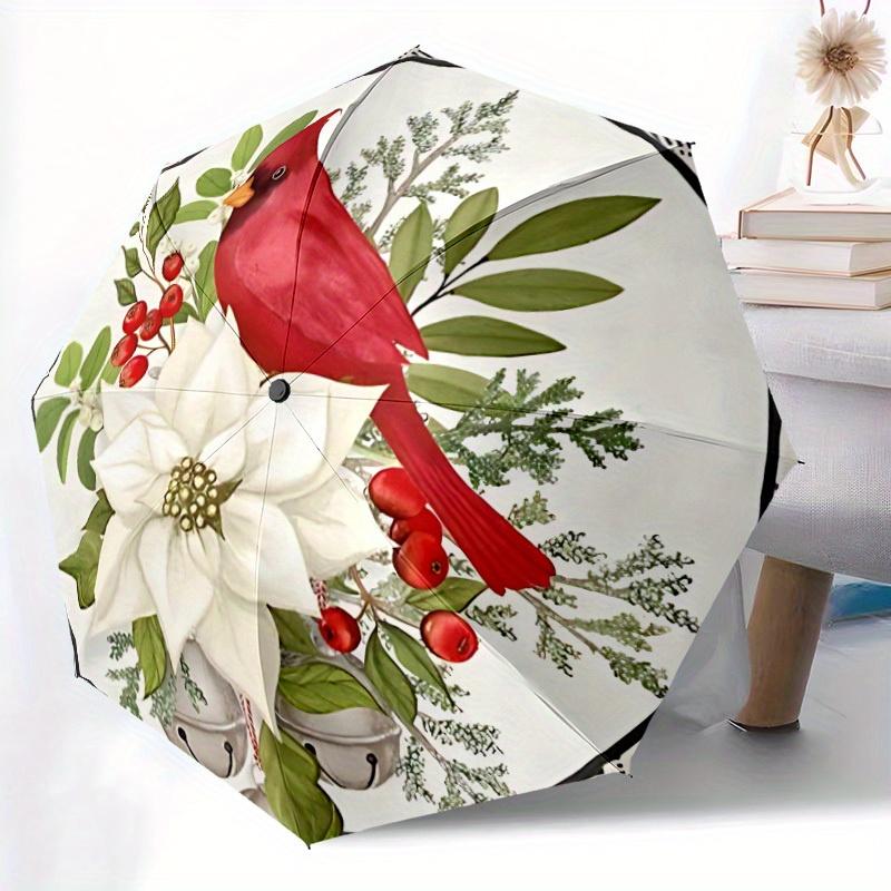 1pc Floral Pattern Automatic Folding Umbrella - Portable Foldable Design with 8 Ribs, Durable Plastic & Iron Frame, Casual Outdoor Accessory