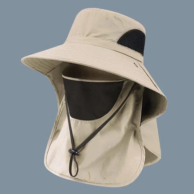 Summer Sun Hats Fisherman Hat UV Protection Outdoor Hunting Fishing Cap for Men Women Hiking Camping Visor Bucket Hat Neck Flap