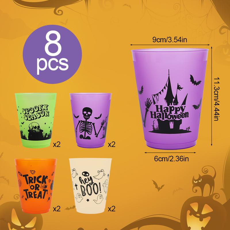 8-16Pcs Halloween Drinking Cups Boo Skull Plastic Juice Cocktail Cup for Halloween Party Home Table Decoration Supplies