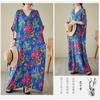 Summer V-neck Cotton Silk Large Size Loose Literary Vacation Style Beach Dresses