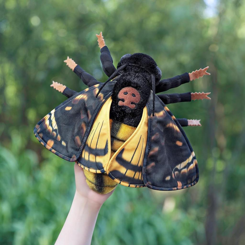ZHONGXIN MADE Realistische Totenkopfschwärmer Plüschtier, 11 Zoll Weicher Plüsch, Einzigartiges Geschenk für Kinder, Sammelfalter