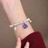 Lucky Braided Bracelet Irregular Beads Silver Beaded Bracelet Vintage Chinese Style Bracelet  Women