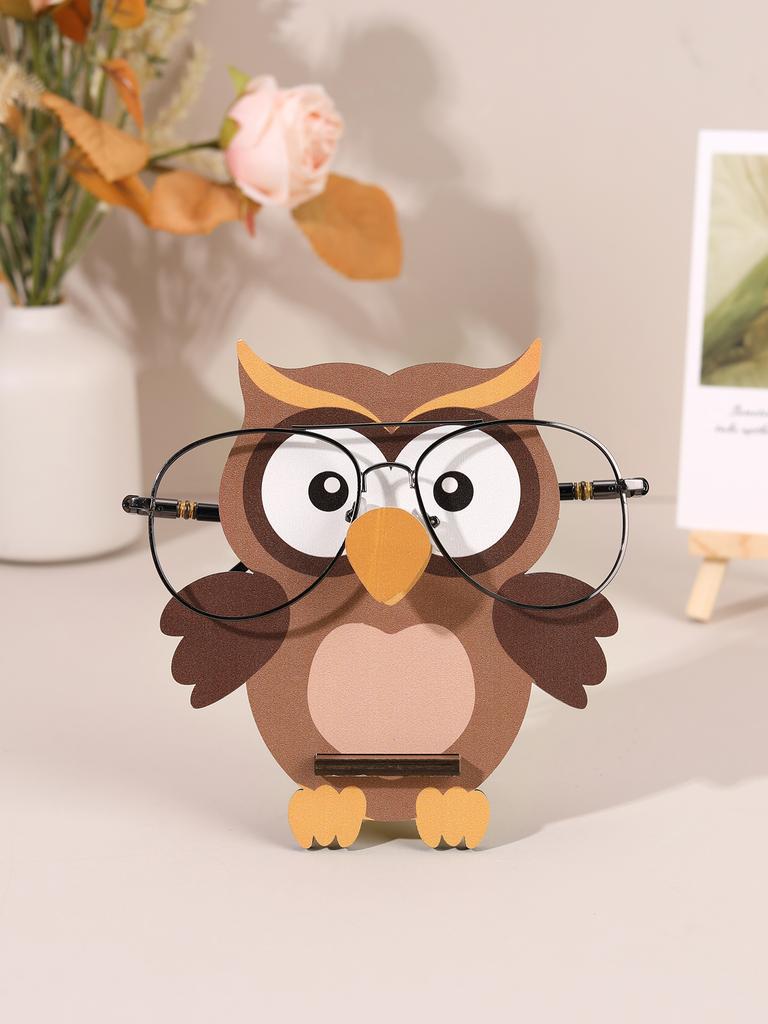 Cartoon Owl Glasses Frame Cute Animal Glasses Frame Sunglasses Display Stand Hand Carved Home Wooden Decoration
