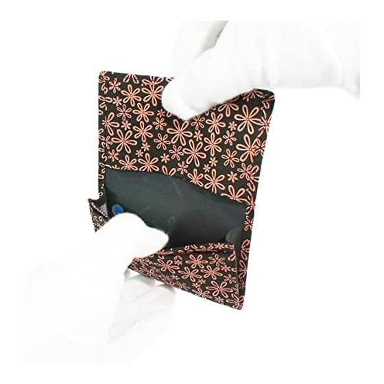 Inden-ya Inden Large Capacity Business Card Holder, Deer Leather, Black Base x Pink Lacquer, Yukiwari-so (Snow Flower) Pattern, 2501-51-160, 1
