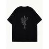 Abito Maglietta Oversize Nero Stampa Bouquet Floreale Abbigliamento Casual