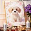 Gerahmtes Perlenmalerei-Set Niedlicher Welpe Blumig DIY 3D Perlen Leinwandkunst Kreatives Freizeit-Basteln Heimdekoration Wandbehang Dekoration Geschenkidee