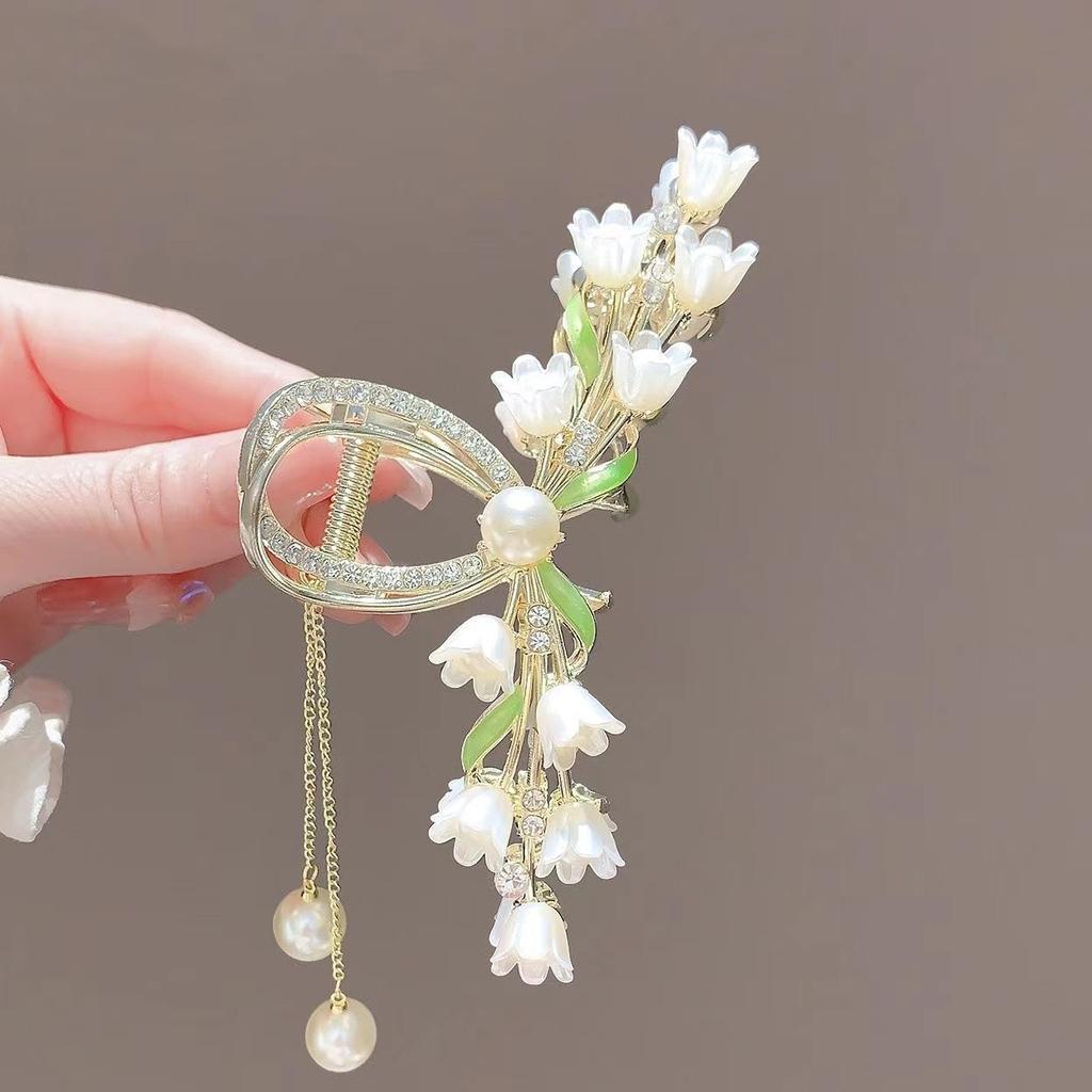 Pearl Flower Tassel Hair Claw Clip Ponytail Hair Clip Shark Clip Korean Exquisite Women Hair Accessories Fashion Headdress