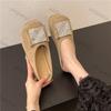 Fashion Women Shoes 2025 Summer New Fashion Soft Sole Non Slip Half Drag Shoes Outdoor Comfortable Vintage Rhinestone Square Toe Sandals