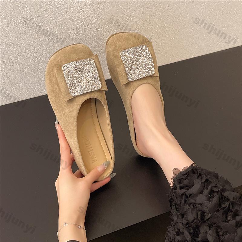 Fashion Women Shoes 2025 Summer New Fashion Soft Sole Non Slip Half Drag Shoes Outdoor Comfortable Vintage Rhinestone Square Toe Sandals