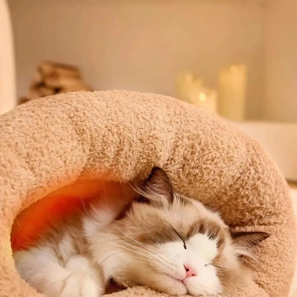 Winter Warm Cat Sleeping Bag Soft Pet Bed Kitty and Puppy House Soft Plush Semi Enclosed Windproof Cat Nest Pet Supplies