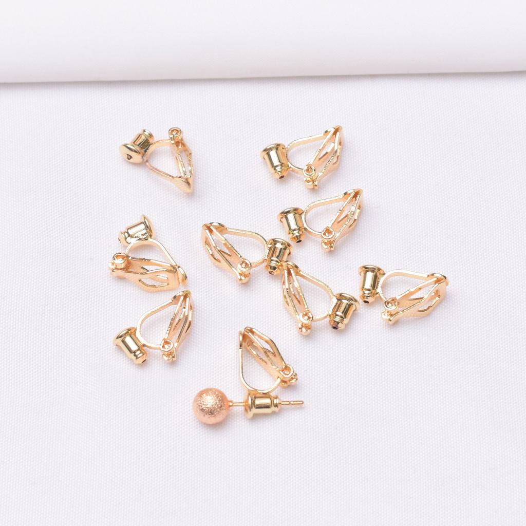 10 Stück farbechte, mit 18 Karat Gold umwickelte Ohrclips, Ohrnadeln, Ohrclips, Konverter, Dreiecksclips, DIY, Zubehör.