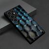 Gradient Blue Honeycomb Exquisite High-end PhoneCase Glass PhoneCase for Samsung Galaxy S26 S25 S24 S23 S22 S21 FE,Ultra,Plus