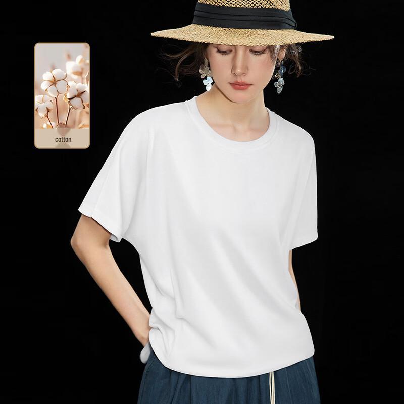 Wudao Women s Relaxed Fit Cotton Blend Short Sleeve T-shirt M