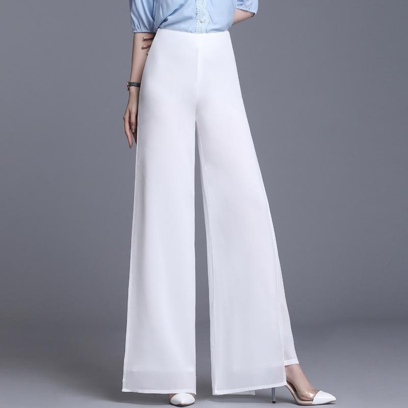 Double-layer Chiffon Wide-leg Pants, Women's Pants, High-waisted Swing-leg Pants, Split Skirt Pants, Dance Pants, Casual Pants, Long Pants