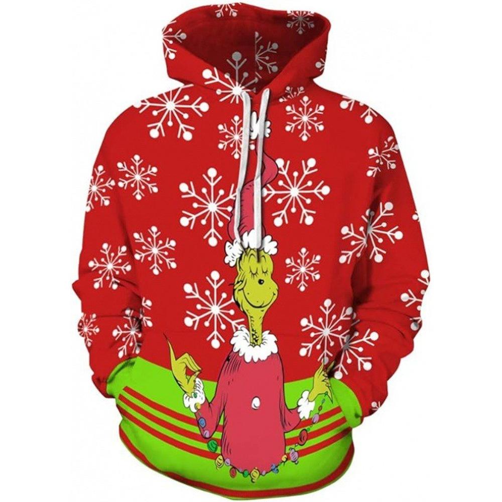 Men's and Women's Sweatshirts Autumn and Winter Christmas 3D Printing Models Long-sleeved Medium-length Hoodie Loose Sweater