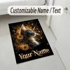 Cat Theme Crystal Velvet Rug Personalized Custom Name Text Soft Floor Mat Home Decor