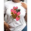 Europäische Größe 180g Milch T-Shirt - Liebes-Printmuster, Valentinstag Lässiges Kurzarm-Oberteil, Normale Passform für Frühling, Sommer, Herbst, Rundhalsausschnitt