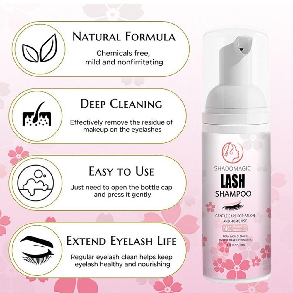 Non-Irritating Eyelash Extension Cleanser Safe Lash Foam Shampoo  for Salon and Home Use