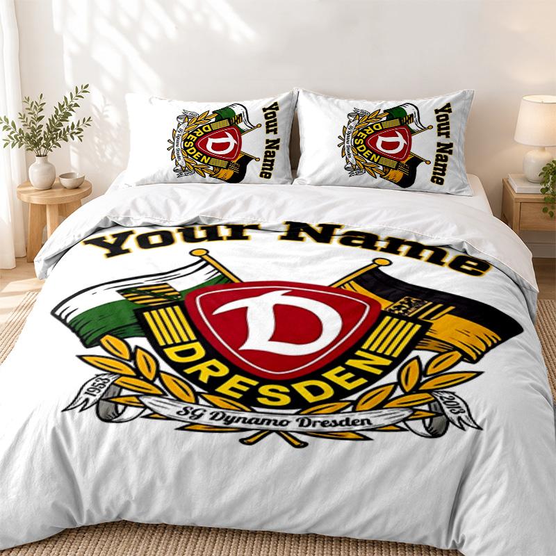 Dynamo Dresden Custom Name 3pc Set Perfect for Bedroom Use Comfortable Bedding Set Includes a Duvet Cover and Two Pillowcases Ideal Birthday or Christ
