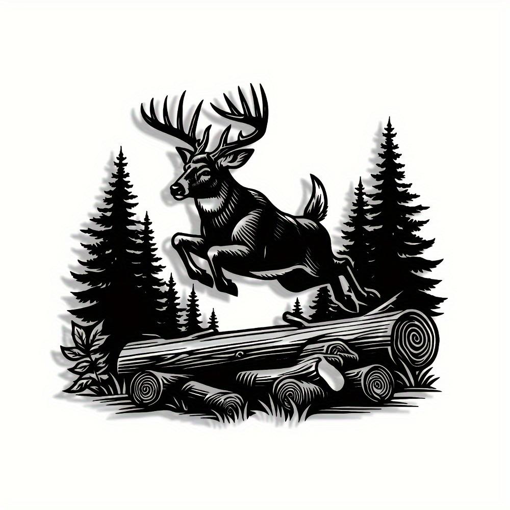 Metal Deer Wall Art, Minimalist Iron Sculpture for Home Living Room Bedroom Office Decor, Rustic Farmhouse Hanging Ornament, Durable Housewarming Gift