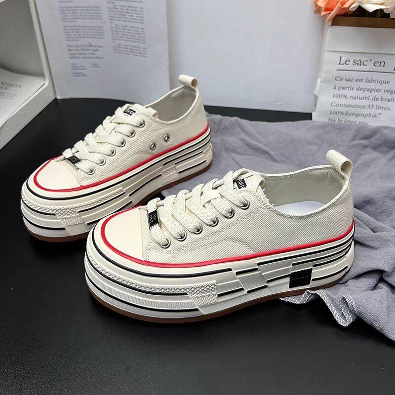 New thick-soled heightening niche design casual canvas shoes women's versatile fashion trendy shoes board shoes single shoes