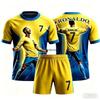 Summer Children's Adult Set Parent Child 3D Short Sleeved Shorts Football Shirt AI #7 Ronaldo Printed Boys' and Girls Sportswear
