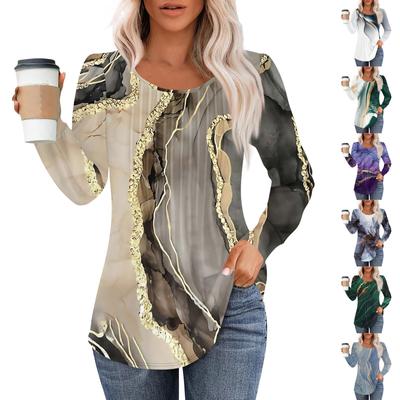 Long Sleeve Shirts For Women Tops Dressy Casual Blouses Pleated Scooped Neck Tunic Tops