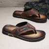 Flip-flops men's 2025 summer new fashion trend men's daily wear non-slip leather surface convenient and comfortable slippers