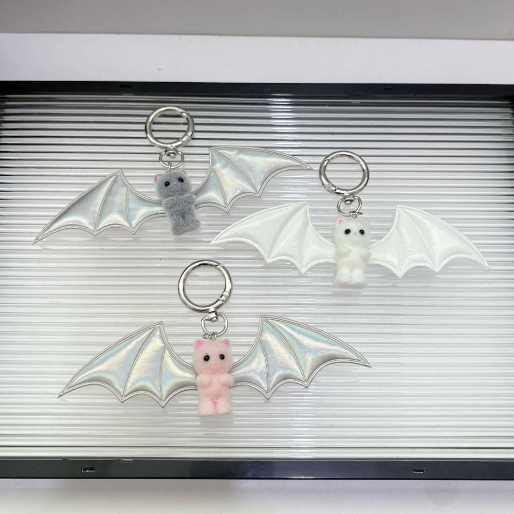 Pile Coating Flocking Bear Doll Keychain Cute Bag Pendant Fashion Bat Bear Keyring  Backpack Decor